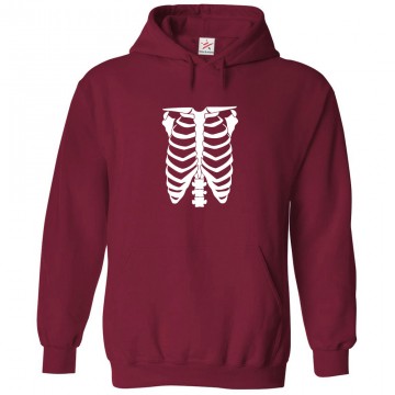 Human Skeleton Rib Cage Kids and Adults Pullover Hoodie for Halloween									 									 									